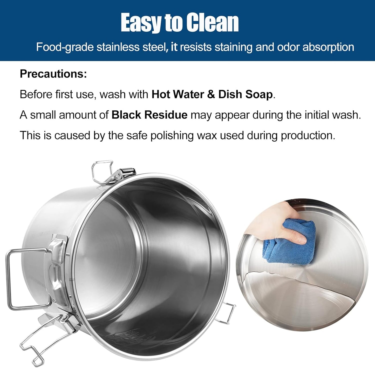20 Lbs Stainless Steel Dog Food Storage Containers with Airtight Lid and Locking Clamp, Large Metal Dog Food Bin, Pet Food Storage Container for Dogs, Cats & Birds, Keep Fresh