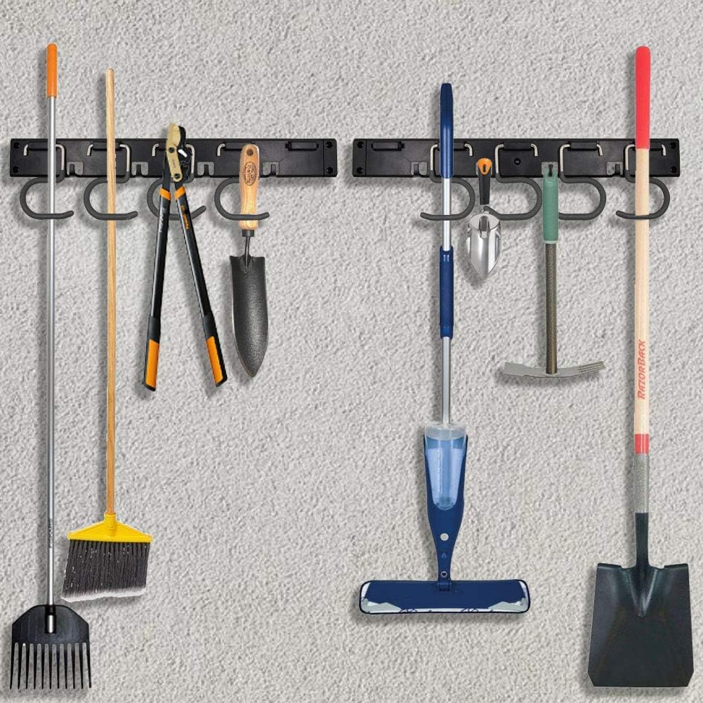 Twinkle Star Garage Tool Organizer Wall Mount, Mop Broom Holder, Wall 