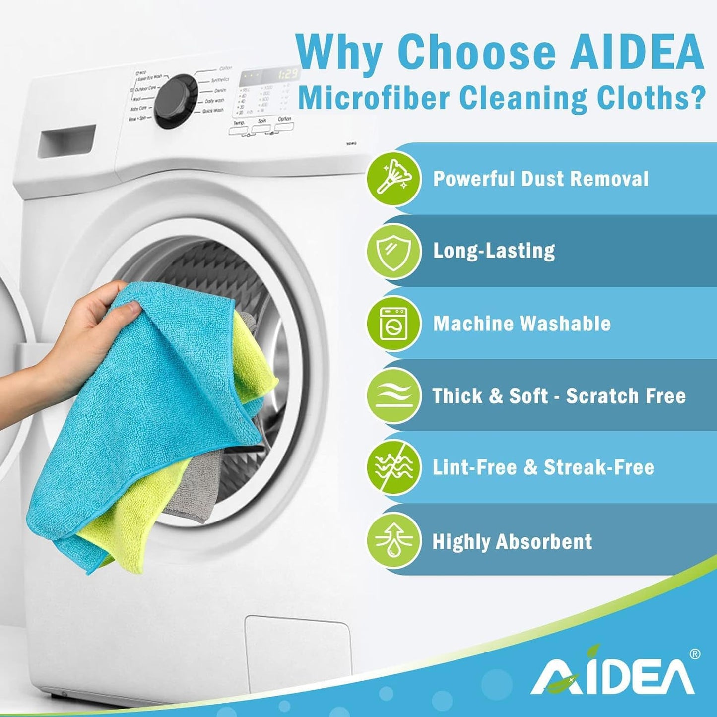 AIDEA Microfiber Cleaning Cloth-50PK, Soft Microfiber Towels for Cars,