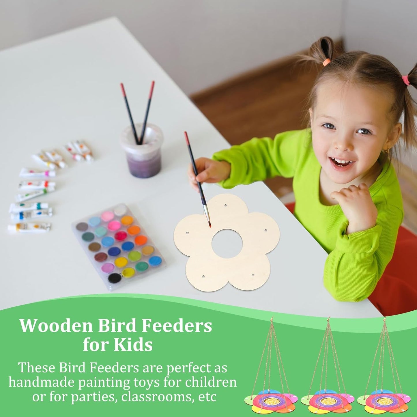 DoubleFill 60 Pcs Bird Feeder Craft Kits for Ages 3-8 Arts and Crafts DIY Wooden Painting Kits Outdoor Toys Party Favor Gifts