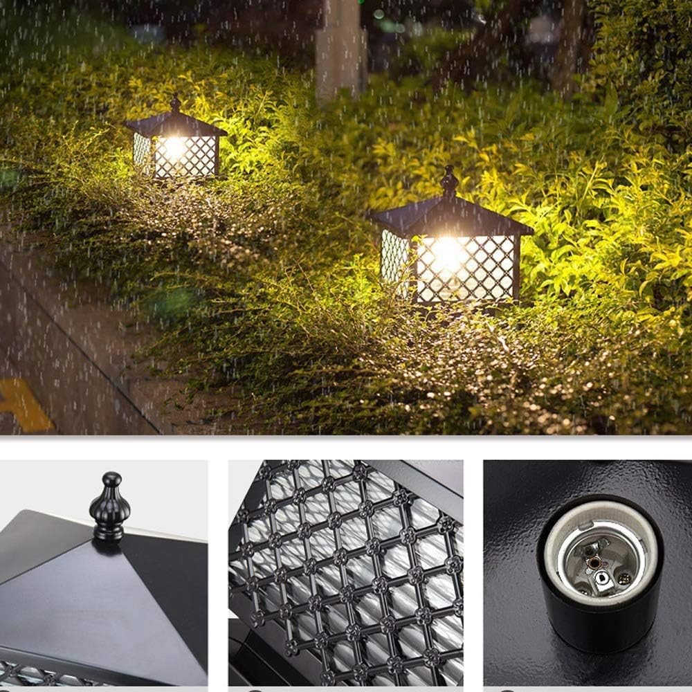 Outdoor Waterproof Post Cap Lights Wall Courtyard Gate Lamp Retro Villa Garden Landscape Door Solar Column Head Porch Patio Pillar Street Lantern Table Light