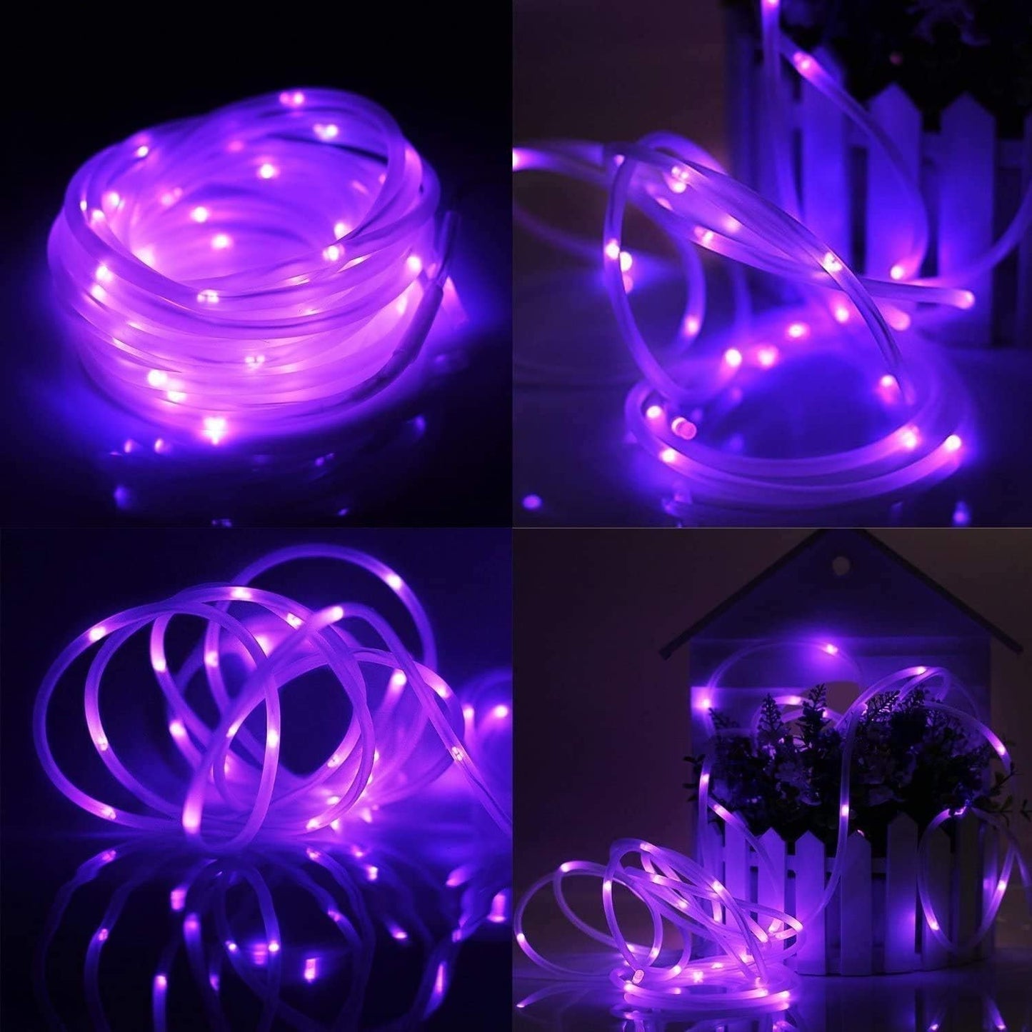 Solar Rope Lights, 500 LEDs 170ft Waterproof Solar Rope Lights with Copper Wire, Patio, Path, Tree, Holiday and Party Decorative (Purple)
