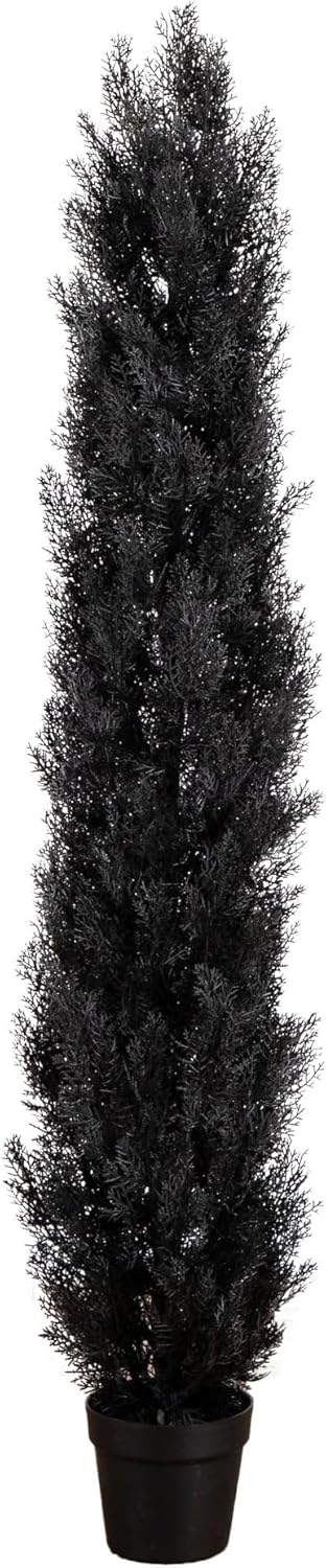 Nearly Natural 6ft UV Resistant Artificial Halloween Black Cedar Tree - Indoor/Outdoor