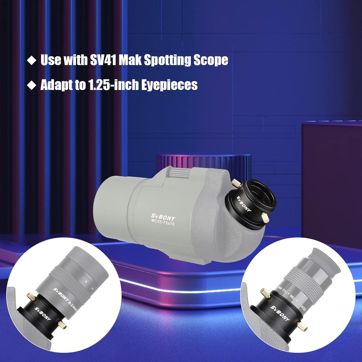 SVBONY SA404 M48 to M42 Adapter, 1.25 Inches Telescope Adapter for SV41 Spotting Scope, Eyepiece Adapter for Eyepiece Photography
