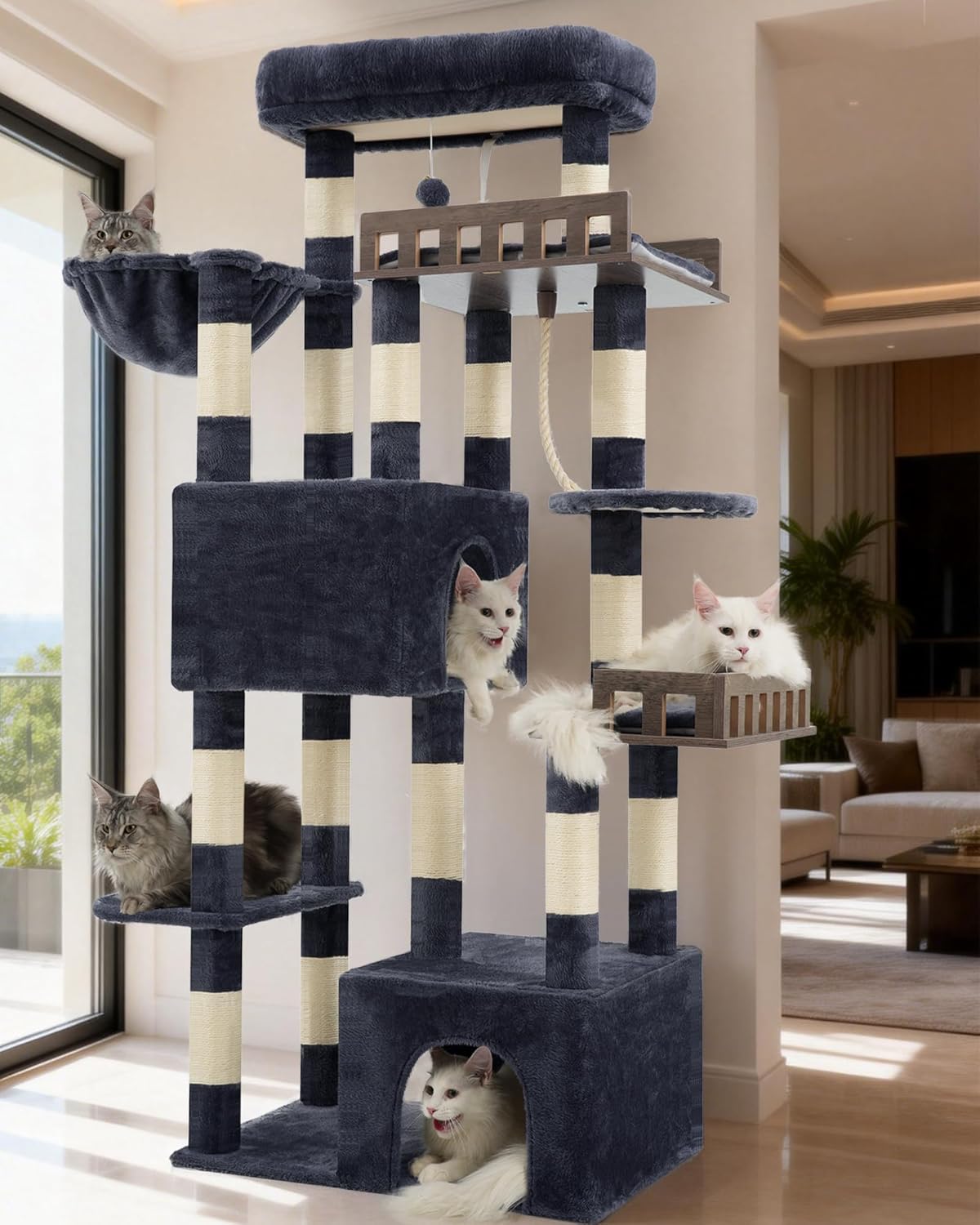Maine Coon Cat Tree, Heavy Duty Cat Tree for Indoor Cats Large Adult, 