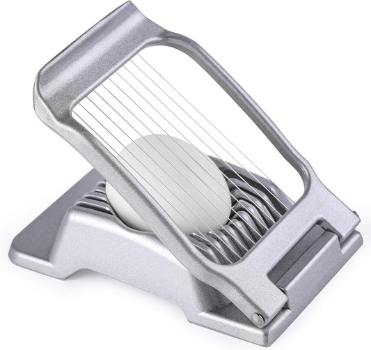 Yuzxaun Egg Slicer for Hard Boiled Eggs, Stainless Steel Wire, Heavy Duty Aluminium Egg Cutter Dishwasher Safe for Egg Strawberry Soft Fruit, Sliver