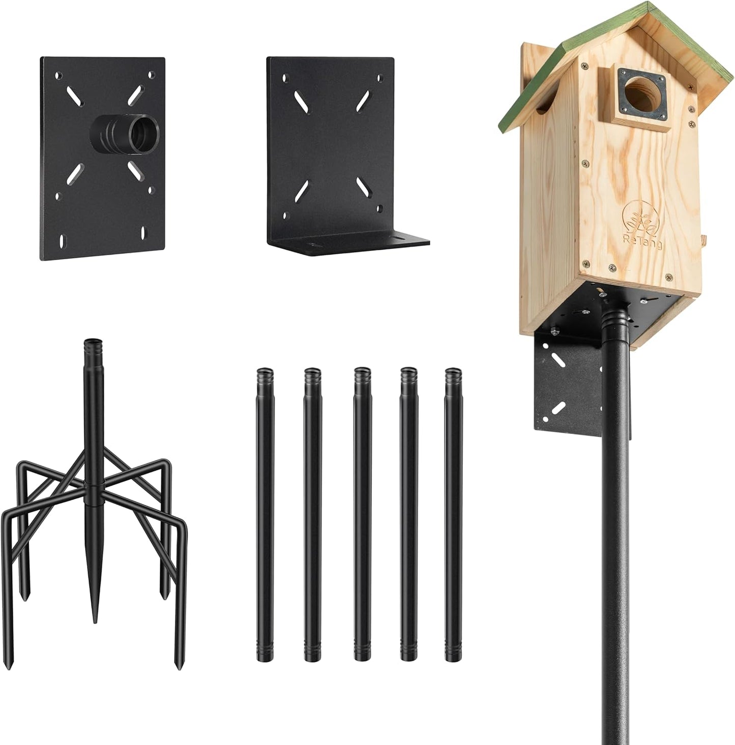92 Inch Smart Bird Feeder Pole for Outdoors Heavy Duty with 1-Inch Dia, Bird Feeder Stand for Outside, Adjustable Bluebird Pole, Weather Station Metal Mounting Kits