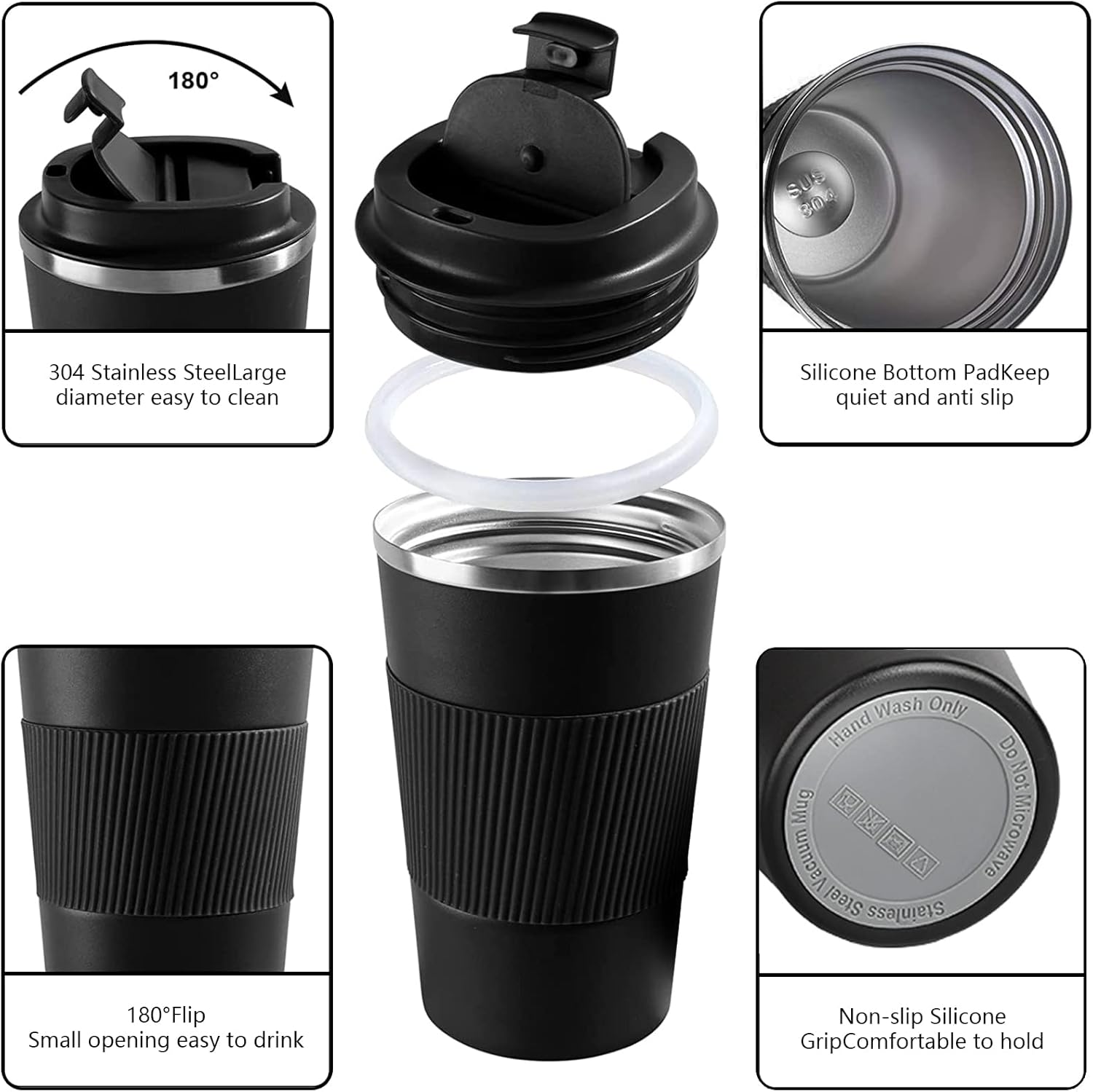 YINBAOGE Insulated Travel Coffee Mug, Spill & Leak Proof, Portable To 