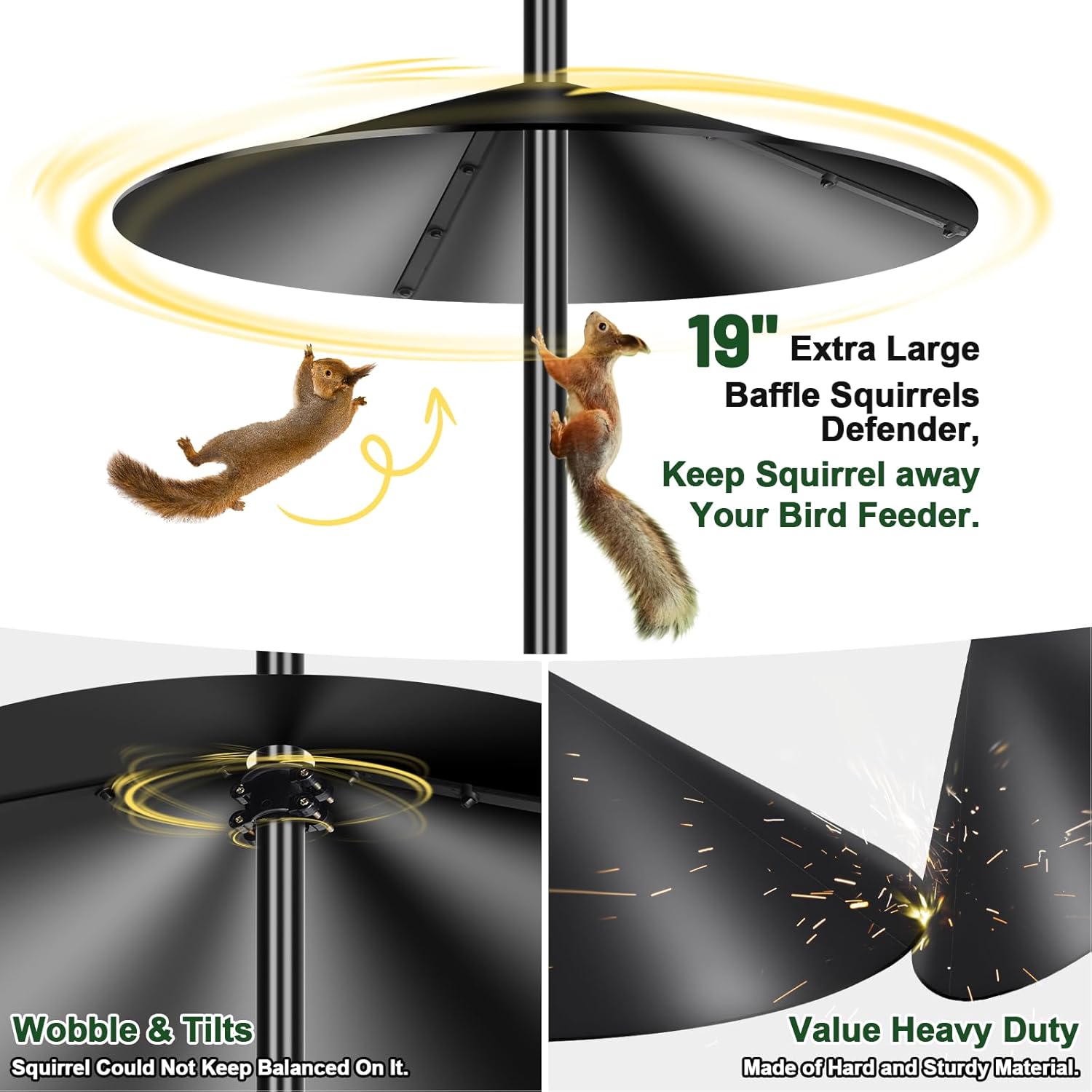 Gtongoko 19 Inch Squirrel Baffle for Bird Feeder Pole Squirrel Guards 