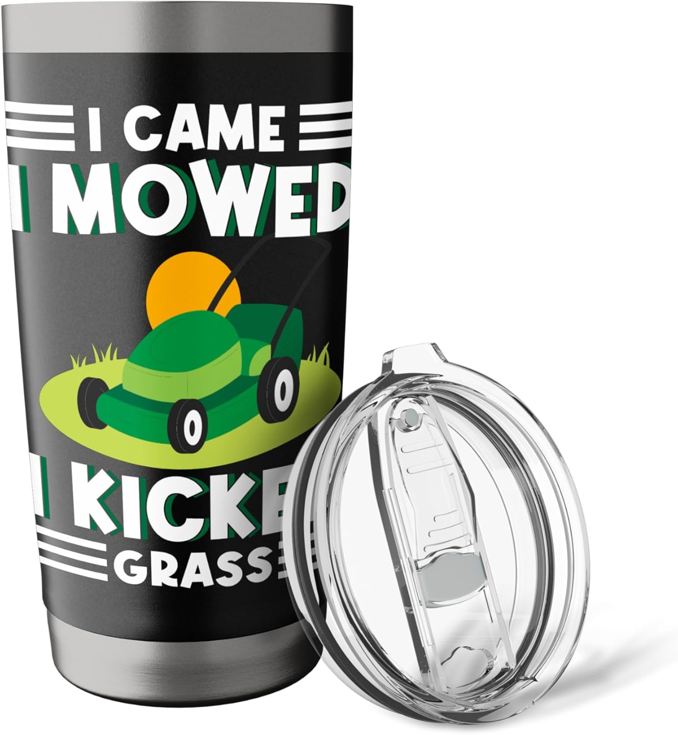 I Came I Mowed I Kicked Grass Funny Lawn Mower Gardener Stainless Steel Insulated Tumbler