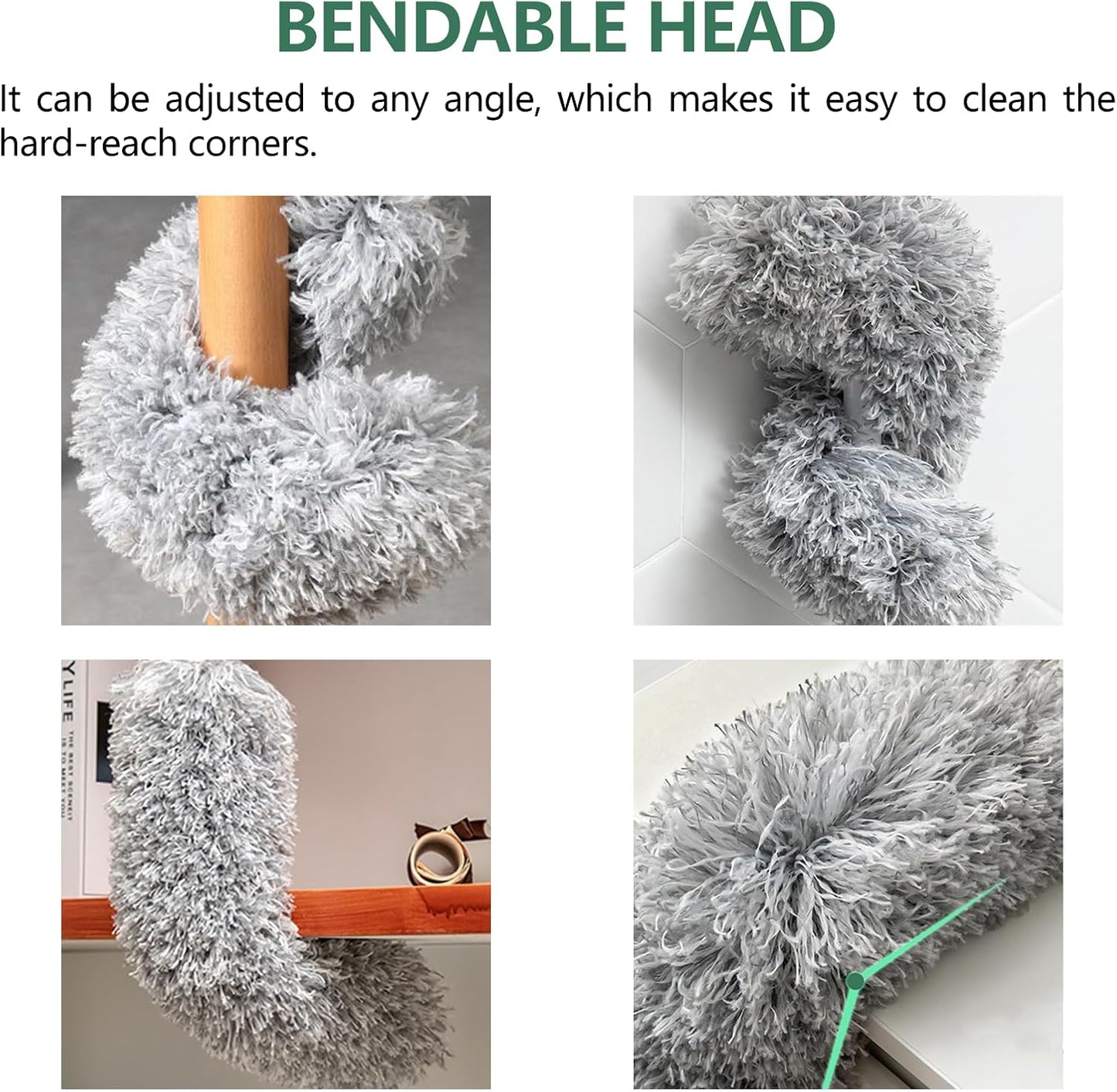 SetSail Extra-Long Dusters with Extension Pole 100-inch for Cleaning, Bendable Microfiber Head Washable Ceiling Fan Duster for High Ceilings, Furniture