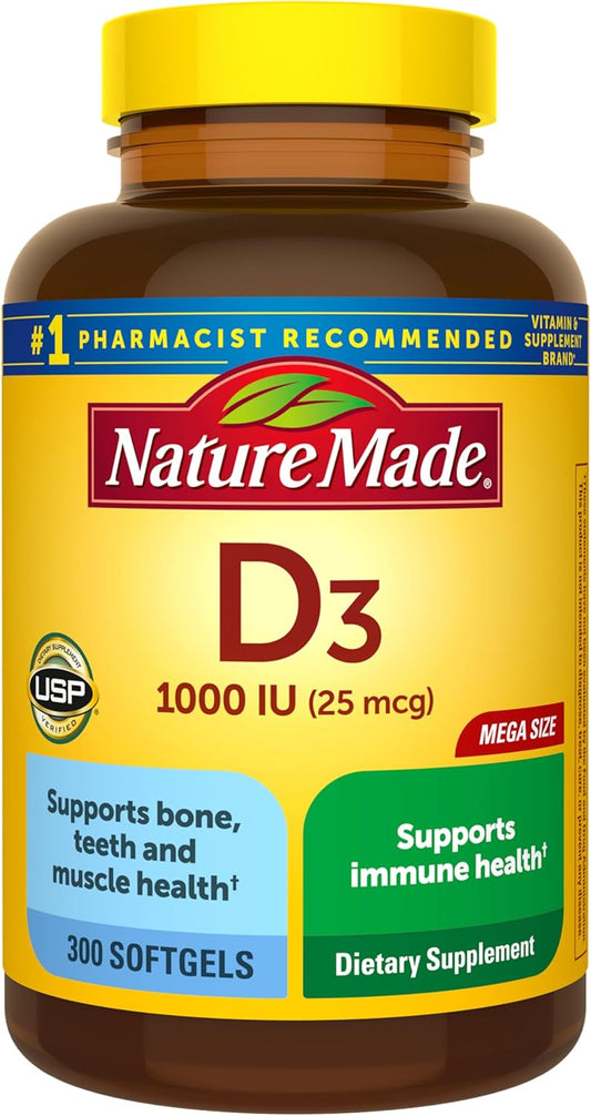 Nature Made Vitamin D3 1000 IU (25 mcg), Vitamin D Supplement for Bone