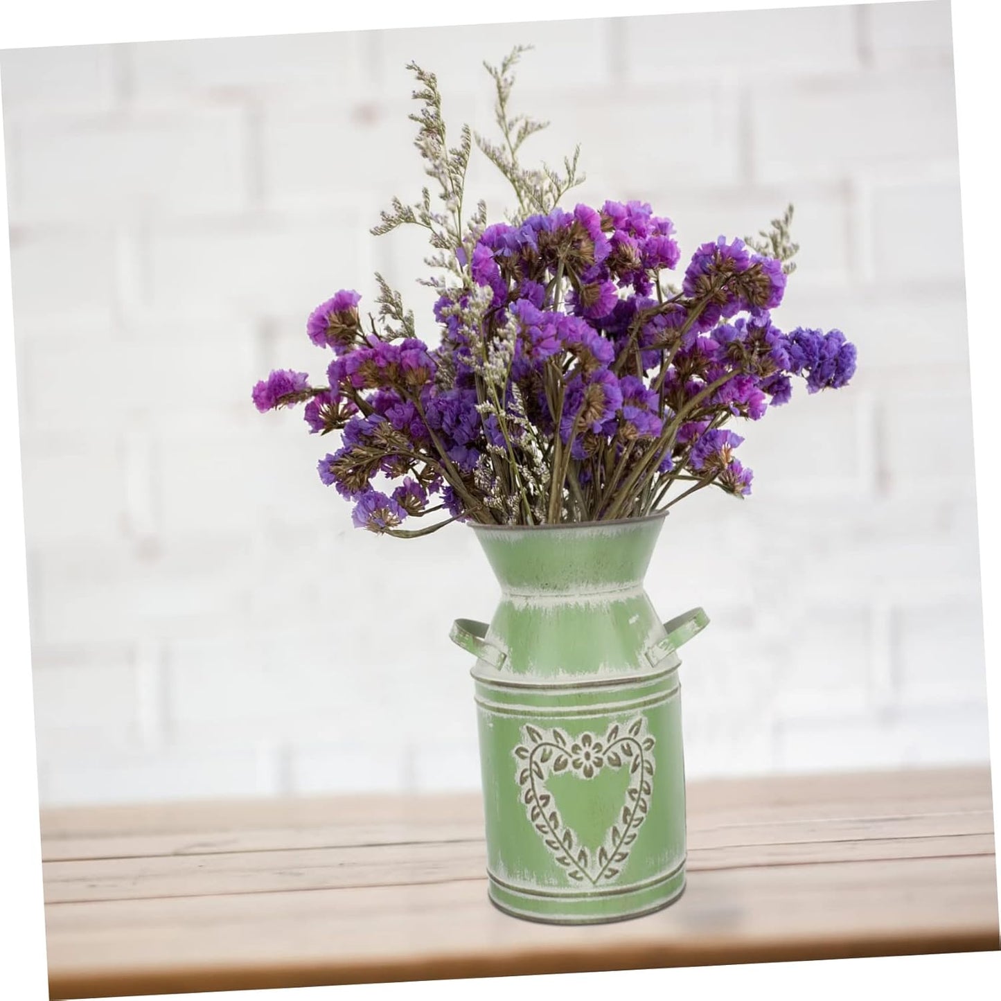 Flower Pot Decorative Flower Farmhouse French Rustic Metal Jug Country Pitcher Metal Flower Bucket with Handles Terrarium Decorations Home Flower Container Galvanized Iron Vase