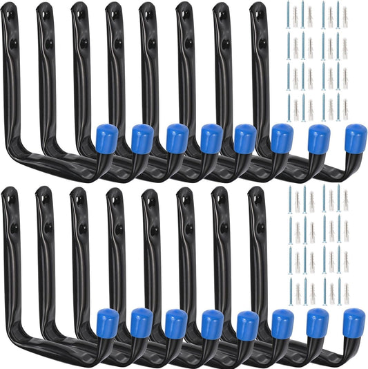 Garage Storage Hooks, 16 Pcs Heavy Duty Wall Mount J Utility Hangers for Tools, Cable, Extension Cord (‎19G-3.3inch16)