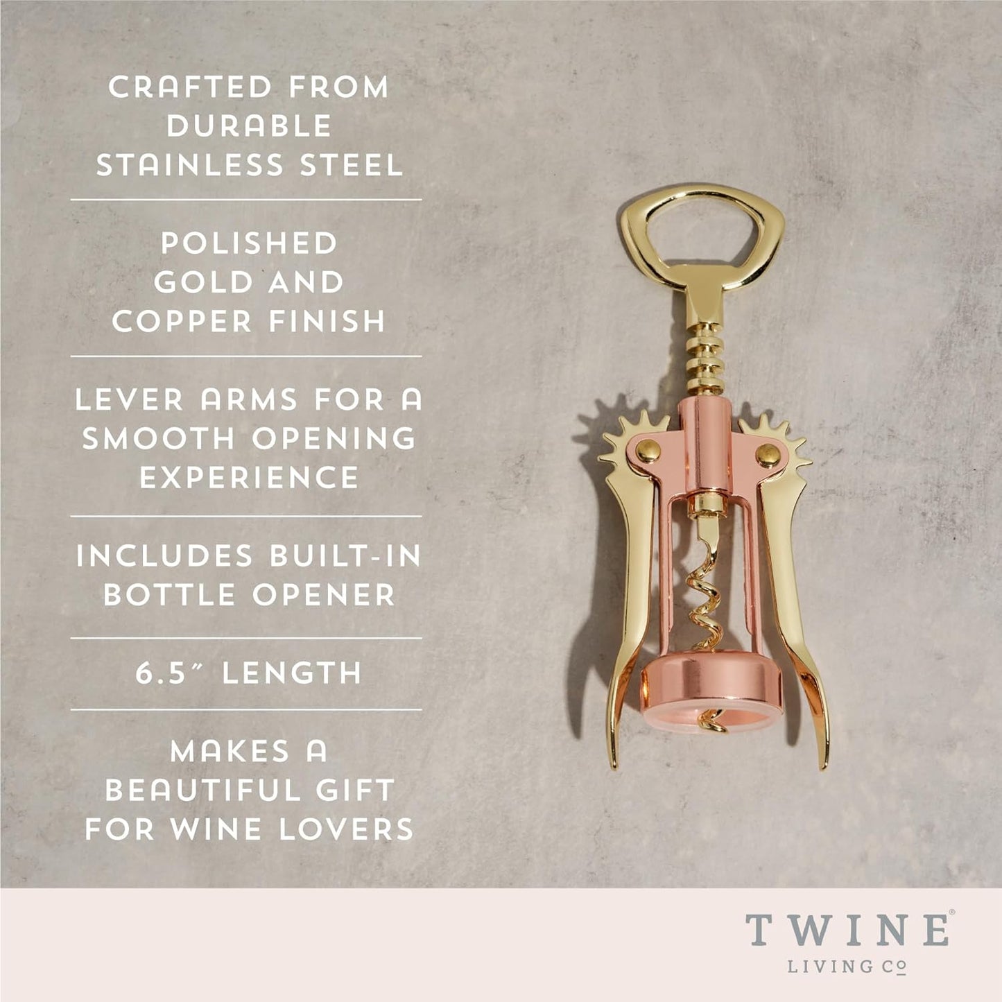 Twine Winged Corkscrew Wine Opener, Versatile Bottle Opener for Beer a