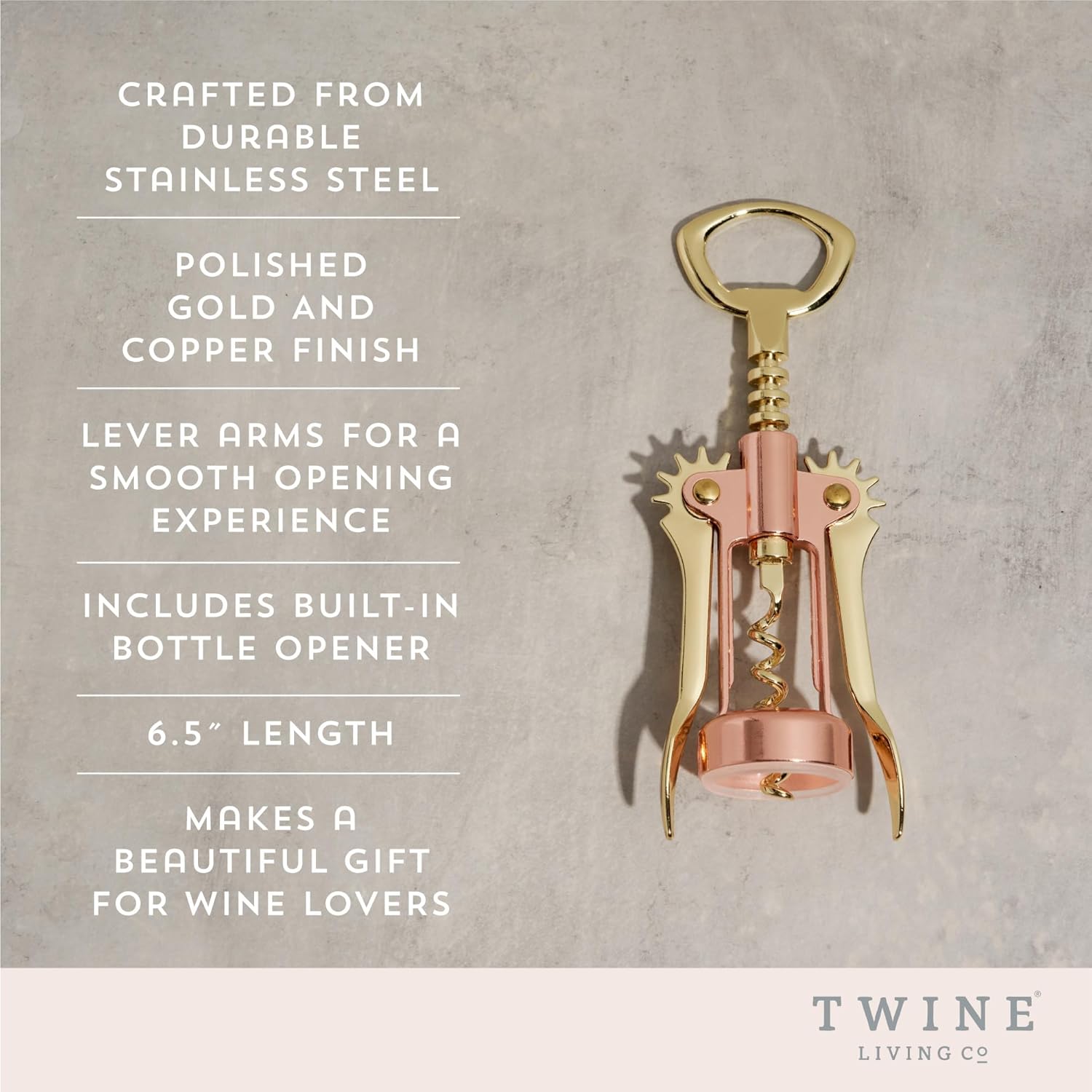 Twine Winged Corkscrew Wine Opener, Versatile Bottle Opener for Beer a