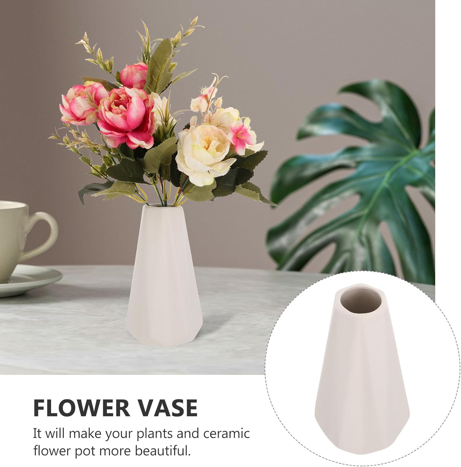 FAVOMOTO Ceramic Flower Vase White Solid Pot Nordic Style Origami Diam