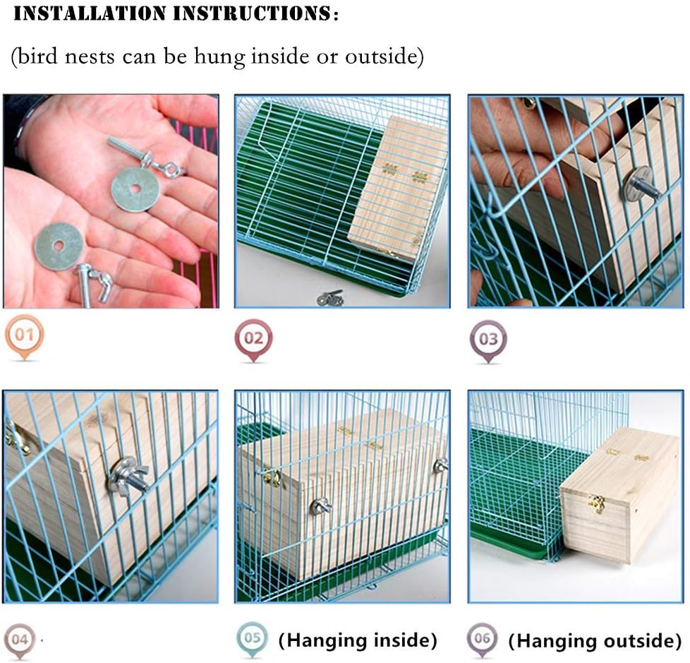 Pine Wood Parakeet Nest Box Bird House Budgie Breeding Mating Box for Lovebirds Cockatiel Parrotlets (S)