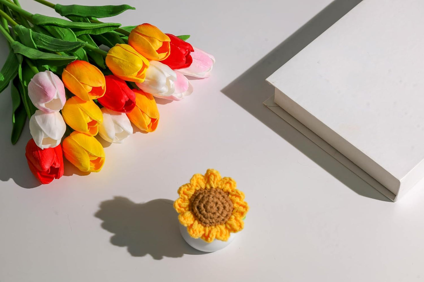 SITUMEIZI Fake Flowers Tulips Artificial Flower 15pcs Real Touch PU 14" for Spring Easter Home Kitchen Wedding Bouquet Bulk Mother's Gift Day Decorations(Assorted Colors,5)