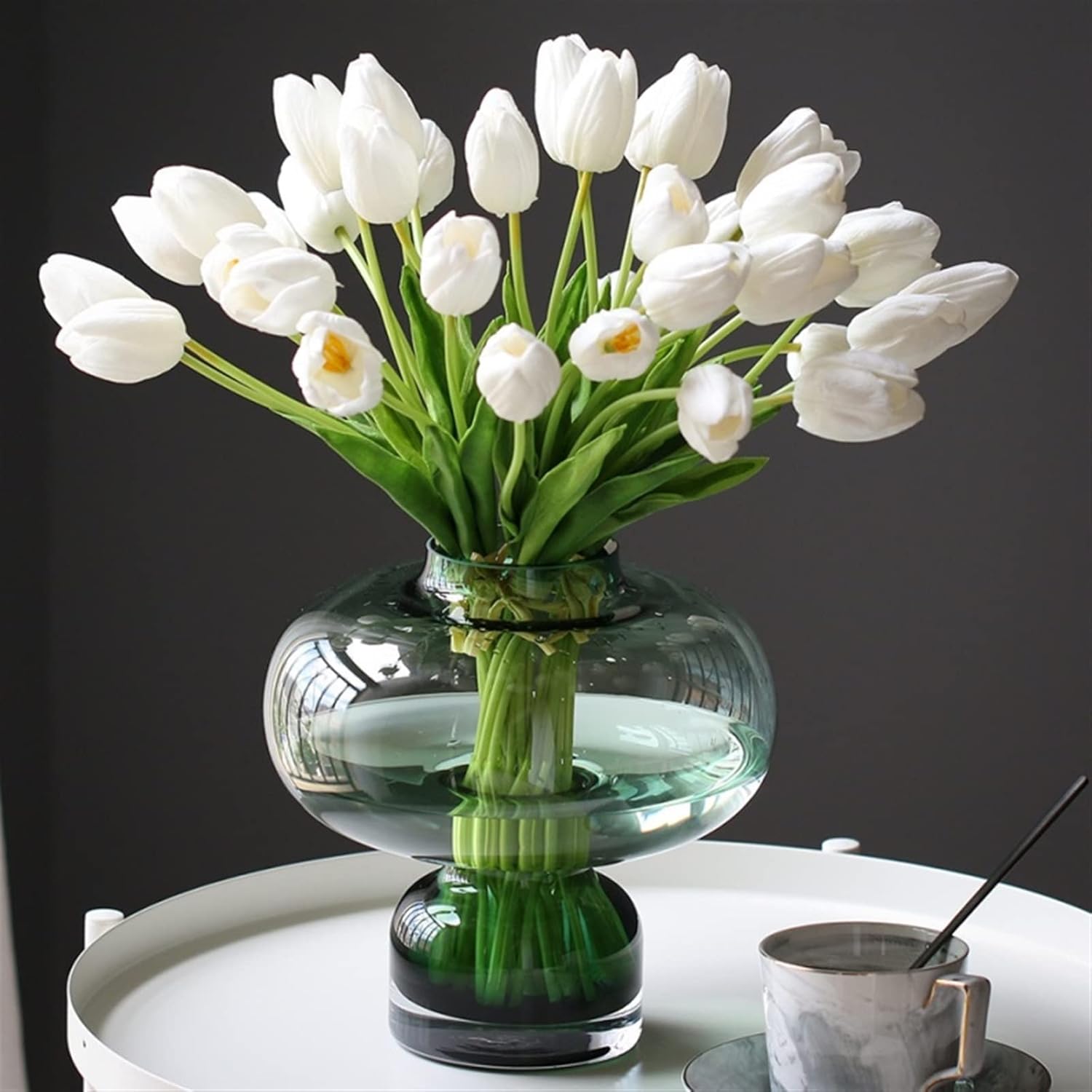 Green Flower Vase Crystal Glass Vase Flower Pots Planters Home Decor D