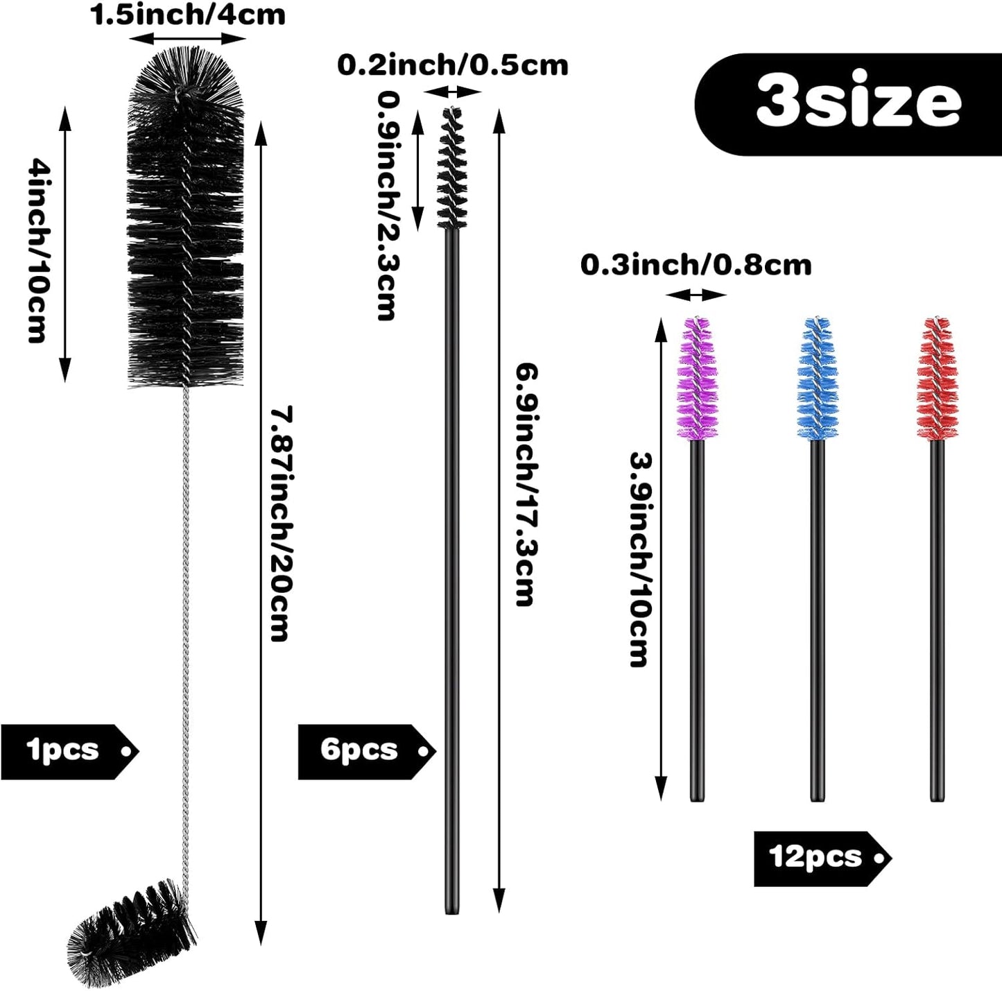 Hummingbird Feeder Cleaning Brush 19 Pieces 3 Size Mini Nylon Double Headed 2 in 1 Hummingbird Brush Hard to Reach Places Tiny Cleaning Kit(Black)