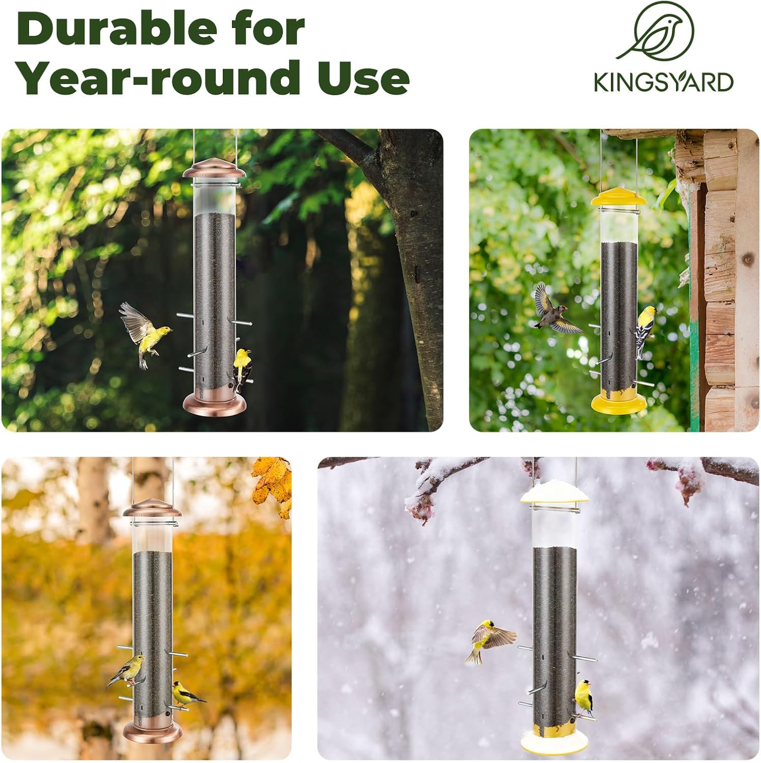 Kingsyard Metal Finch Feeder for Thistle/Nyjer Seed, Tube Bird Feeders