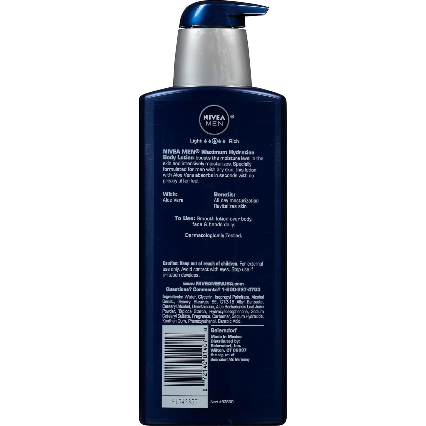 NIVEA MEN Maximum Hydration 48-Hour Moisture Body Lotion for Dry Skin,