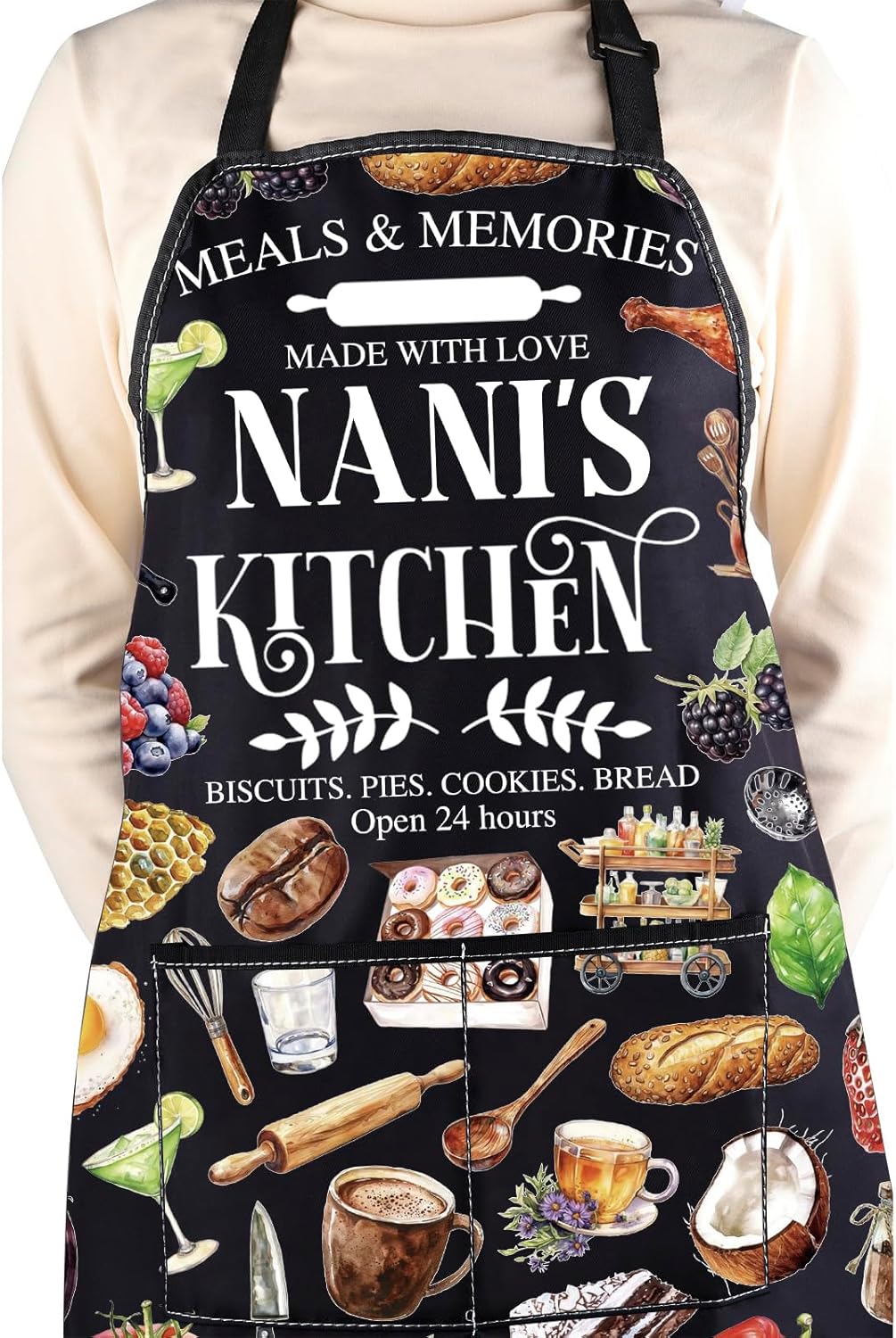 WCGXKO Nani’s Kitchen Apron Grandmother Birthday Gift Best Nani Ever Merch Mother’s Day Gift for Grandma