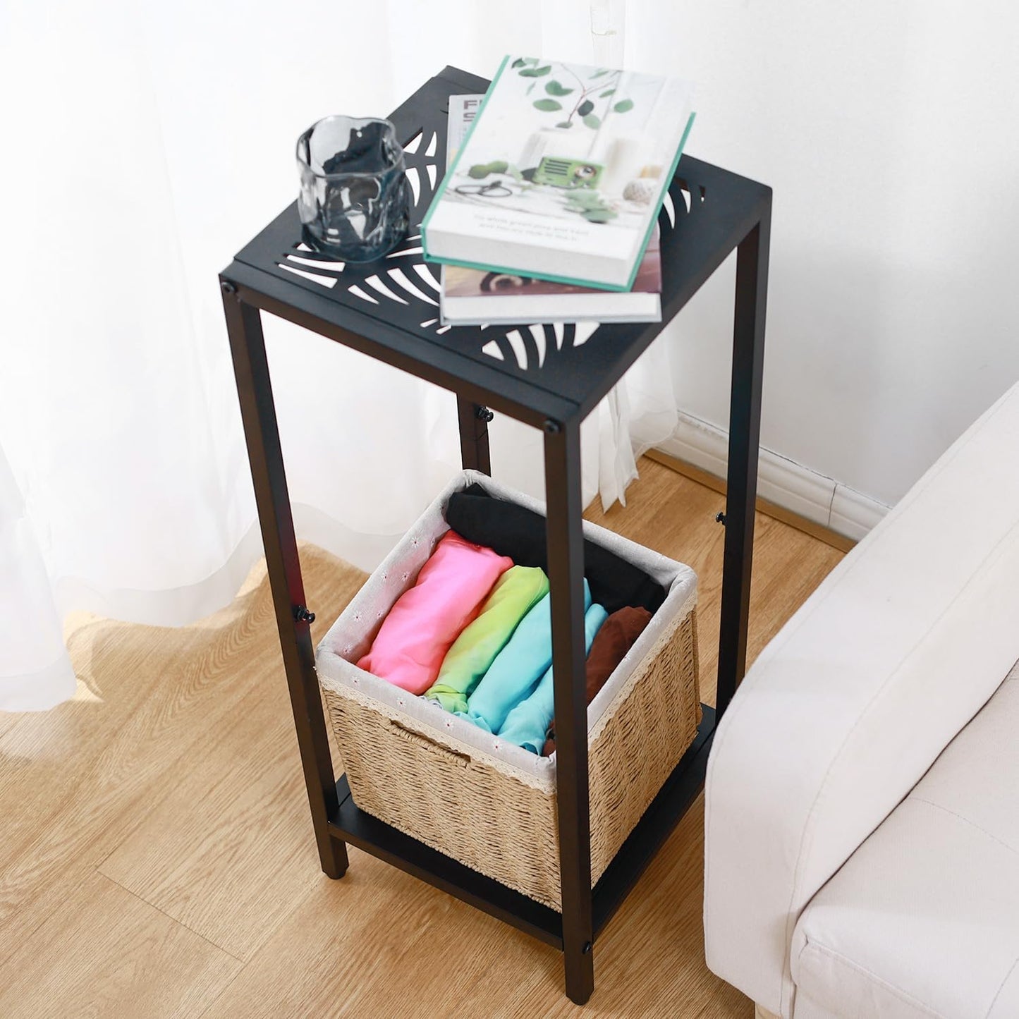 Party Zealot 2-Tier Tall Metal Square Plant Stand Heavy-Duty Modern Fl