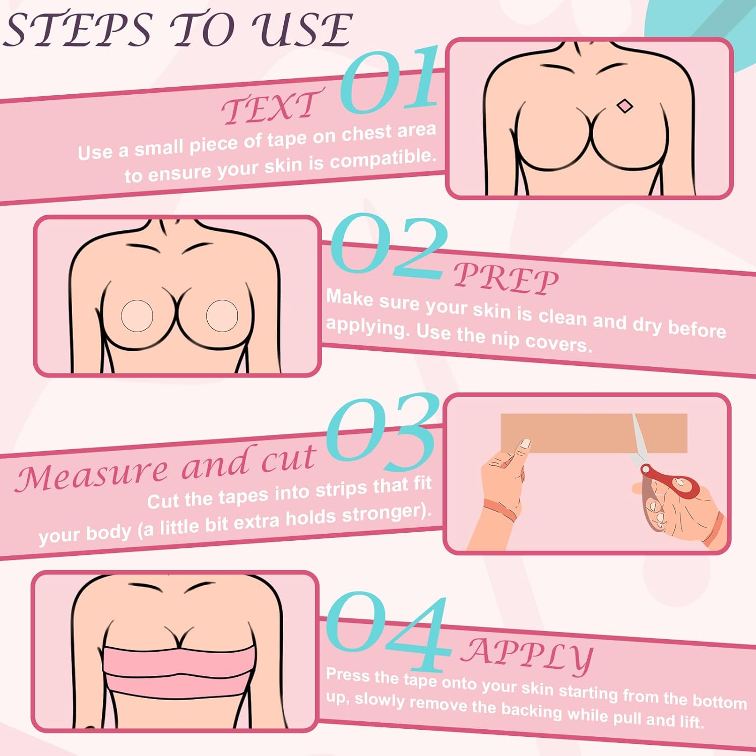 Boob Tape Breast Lift Tape for Large Breasts with 2 Pcs Nipple Covers 