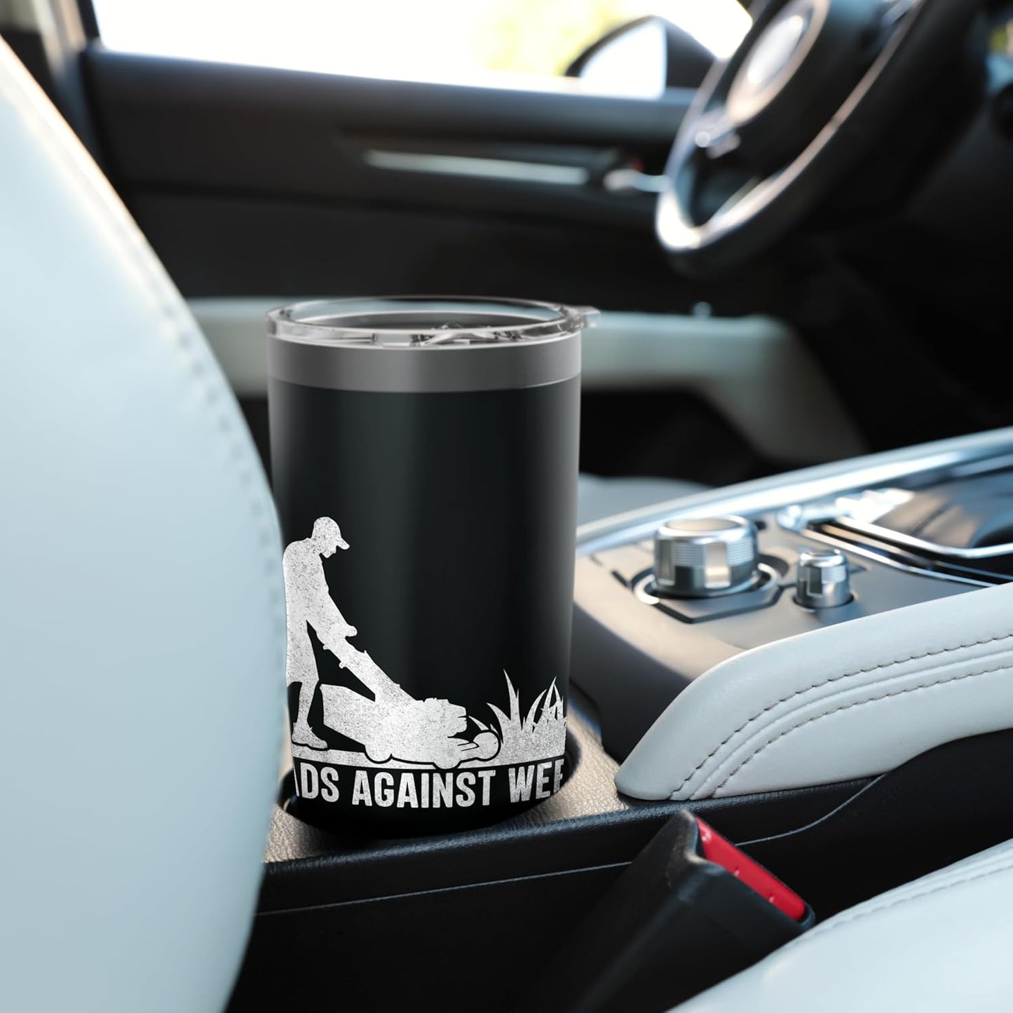 Dads Against Weed Funny Lawn Mowing Yard Work Lawn Mower Stainless Steel Insulated Tumbler