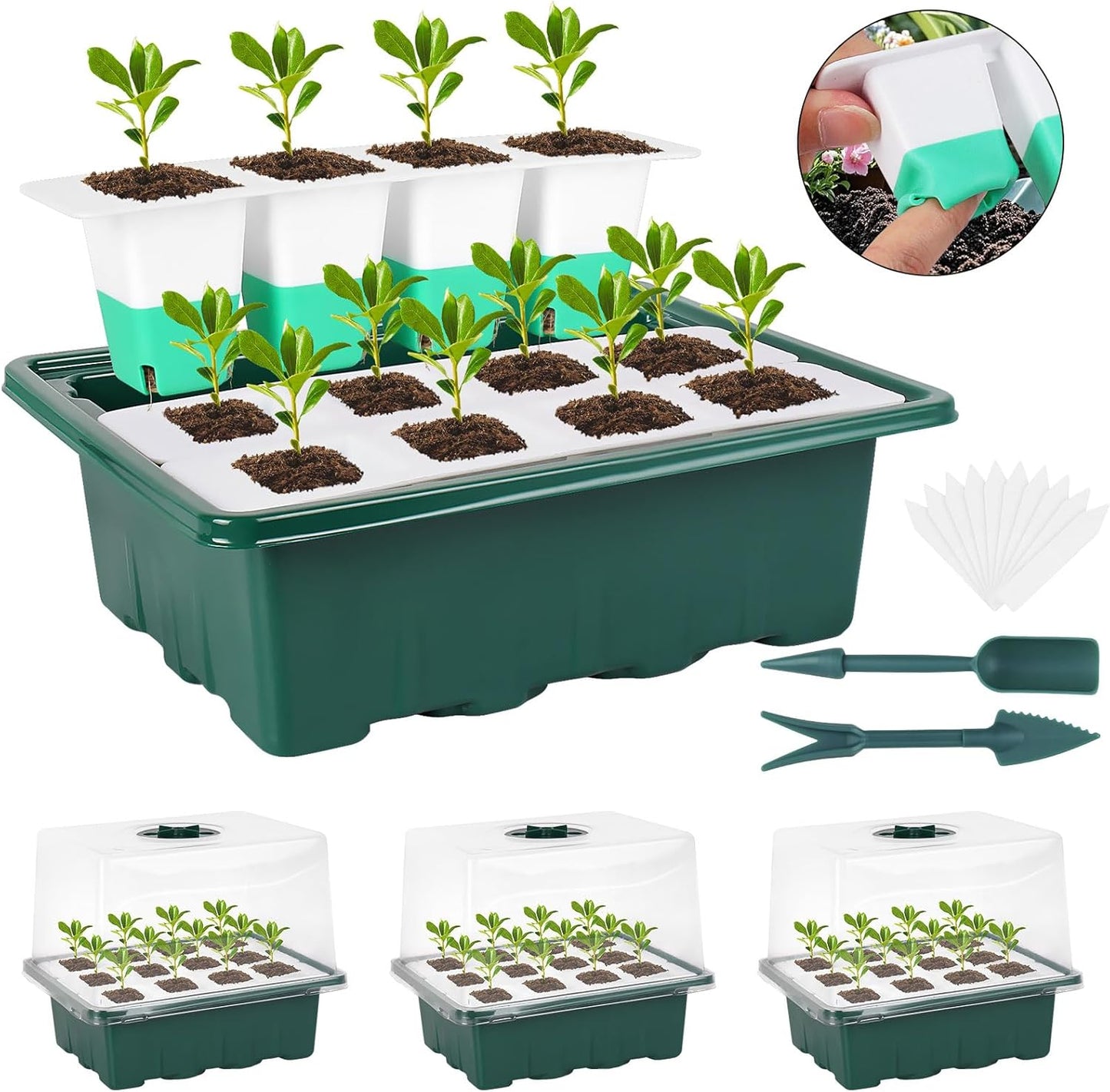 Sondiko Silicone Seed Starter Tray, 48-Cell Reusable Seed Starter Kit,