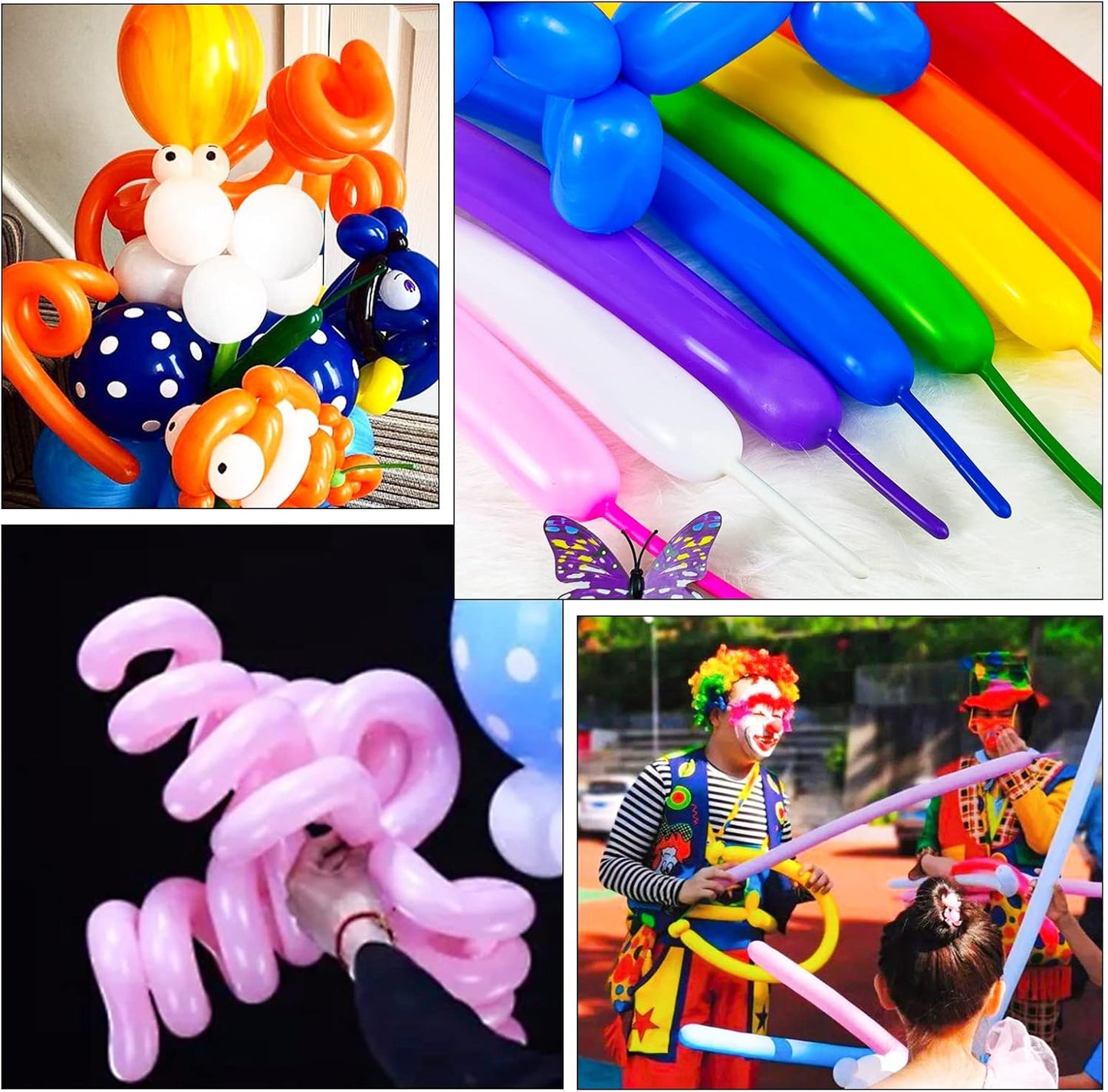 260 Balloons Clear Long Skinny Latex Balloon for Balloon Animals, 100Pcs Twisting Ballon Shine for Balloons Arch Party Supplies Weddings Birthday (Clear)