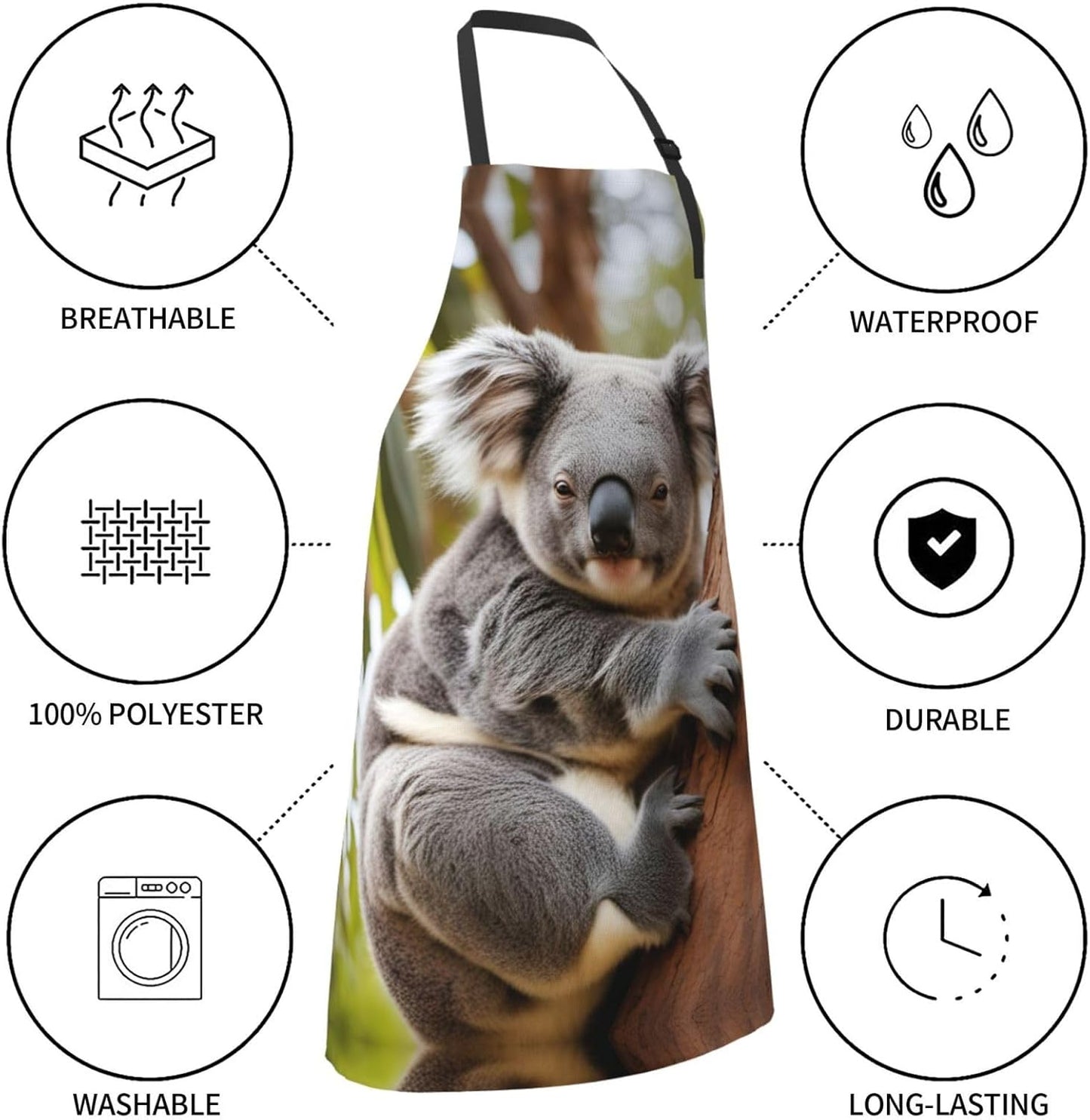 Hugging tree koala 1 print Waterproof chef's apron with pocket apron f