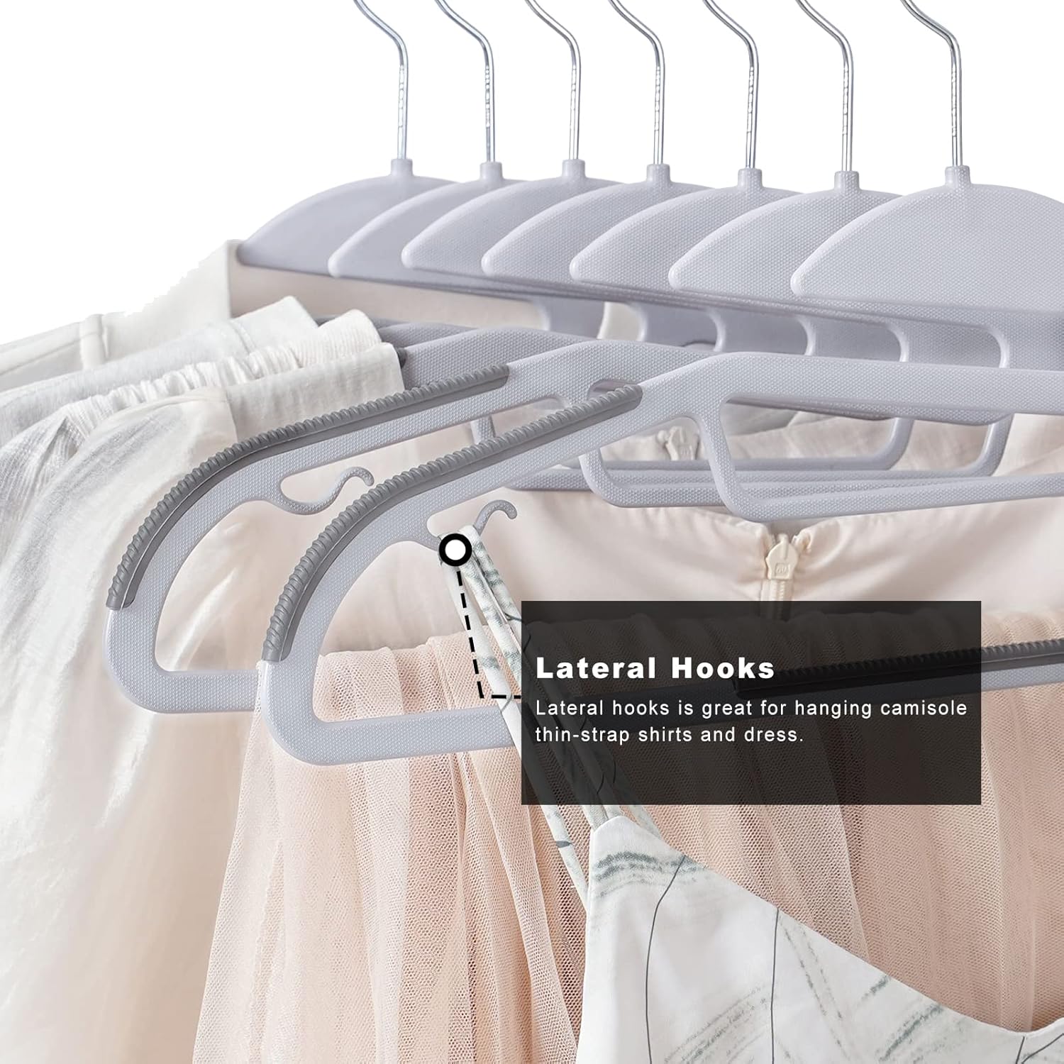 BAGAIL Plastic Hangers 50 Pack with Non-Slip Design,0.2 Inches Thick, 