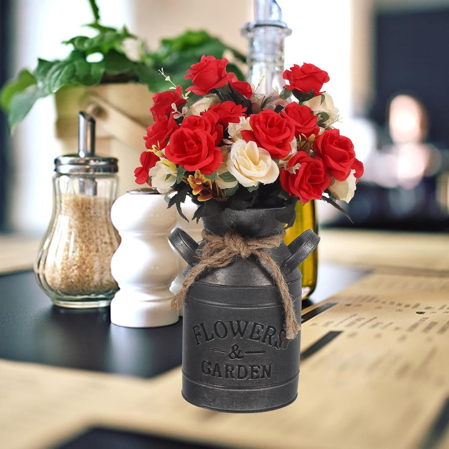 Vintage Milk Can Flower Vase 10x19x11.5cm Rustic Galvanized Iron Plant