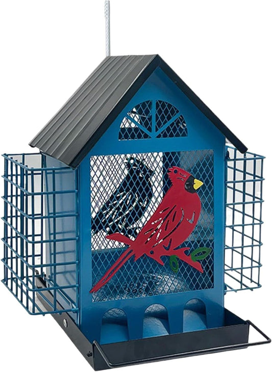 Wild Bird Feeders - with Double Suet Cages Weatherproof Birdwatching Feeding Station,Finch Feeder,for Cockatiels Finches Lovebirds Budgies Yard Balcony Patio Deck Gazebo