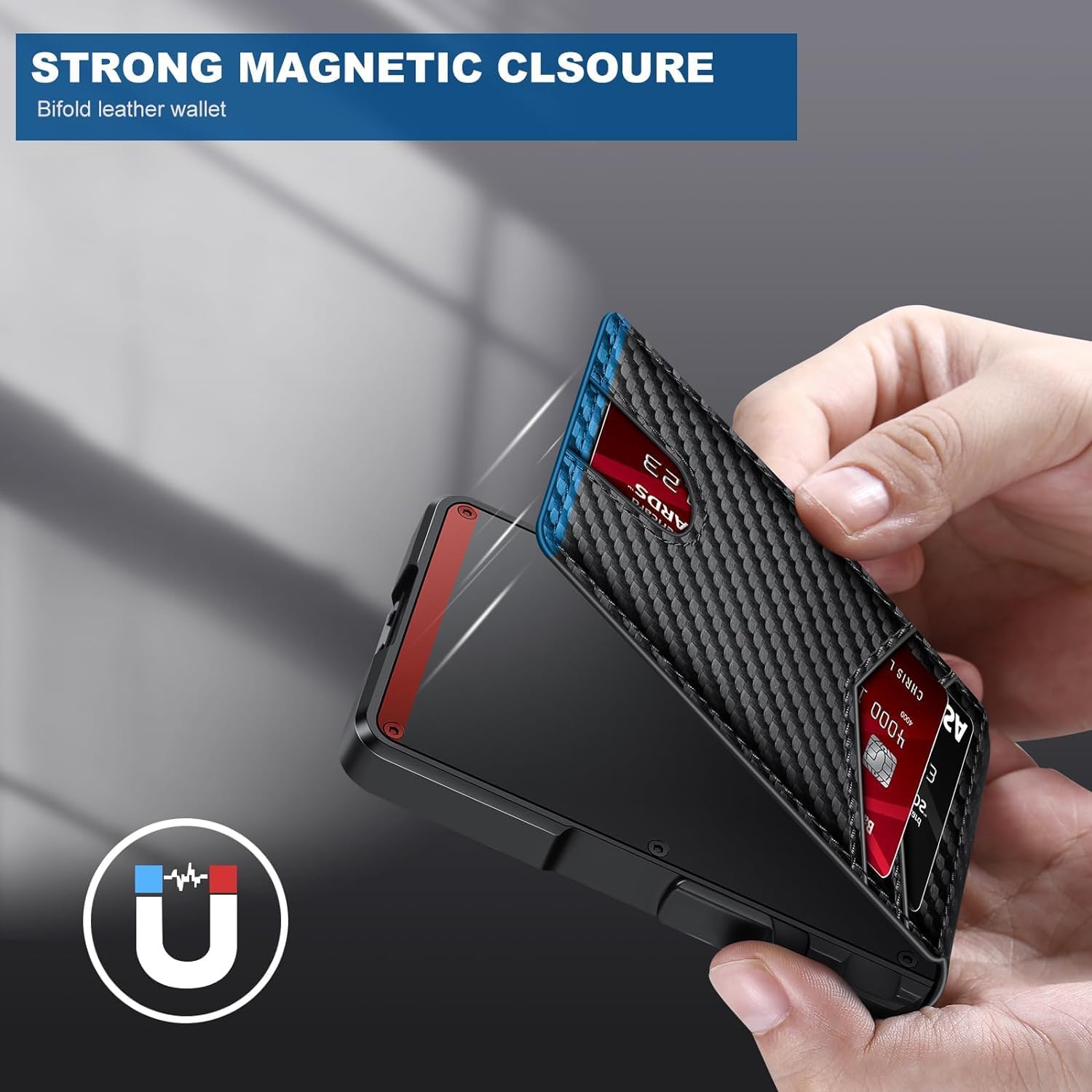 Wallet for Men, Mens Minimalist Wallet 9-13 Cards, Slim Compact Wallet