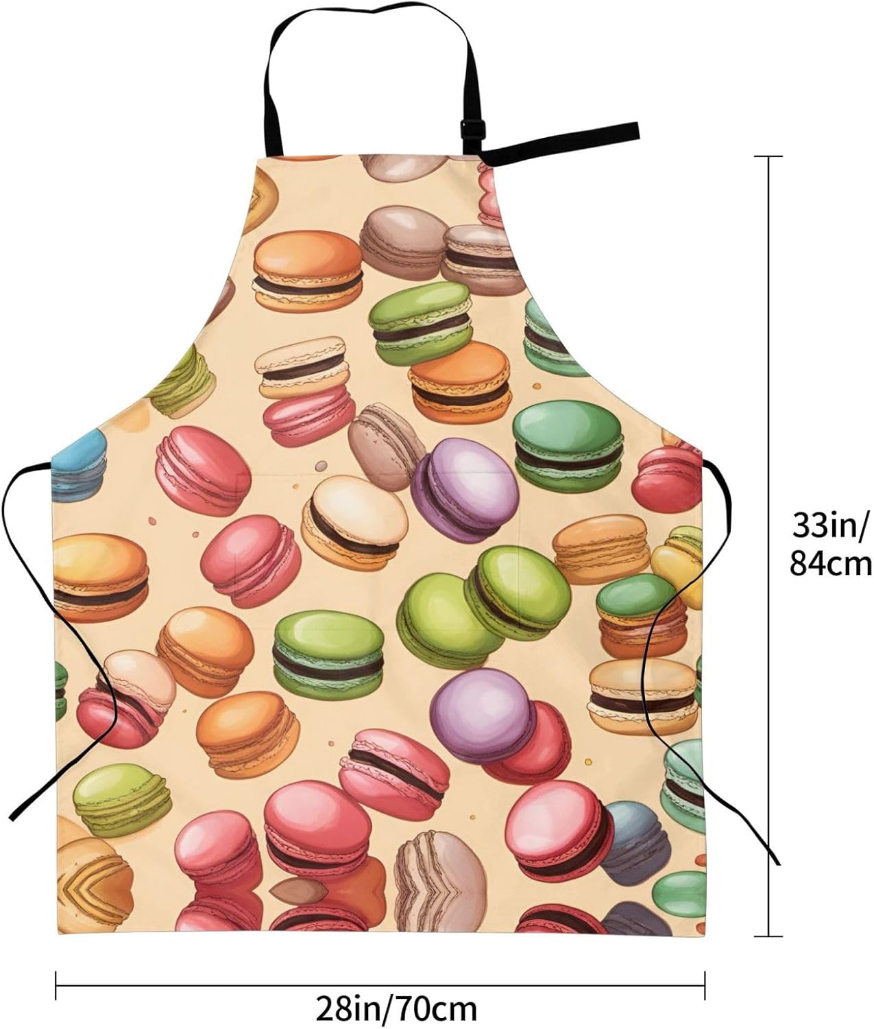 Macaron Biscuit Flavored print Waterproof chef's apron with pocket apron for kitchen cooking baking barbecue and gardening