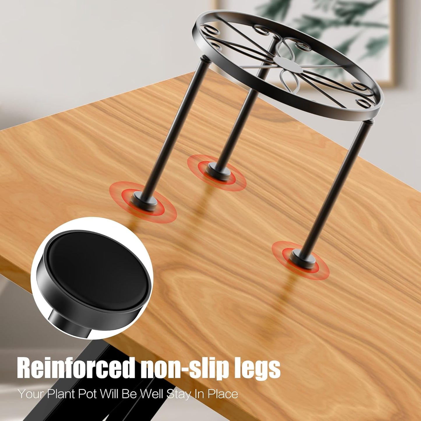 Garden Gifts Plant Lovers Gifts Black Metal Plant Stand with Anti-Slip