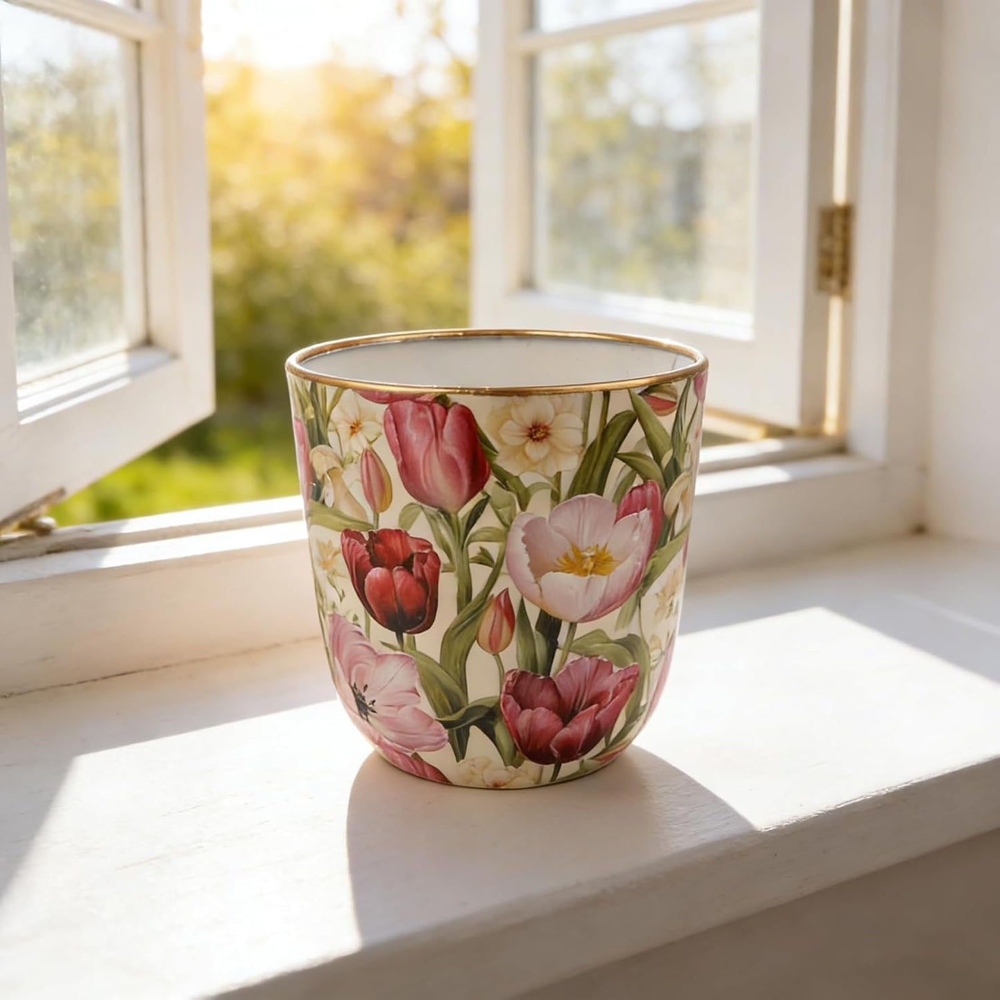 Flower Shabby Chic Classy Designed Flowerpot Planter Milk Can Galvaniz
