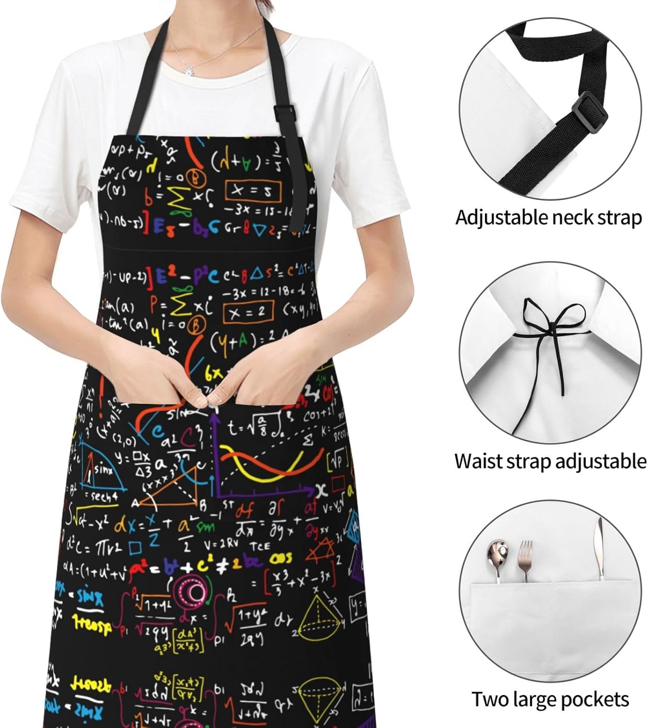 Math Formula print Waterproof apron with pocket adjustable cooking apron for adult kitchen bibs to bake