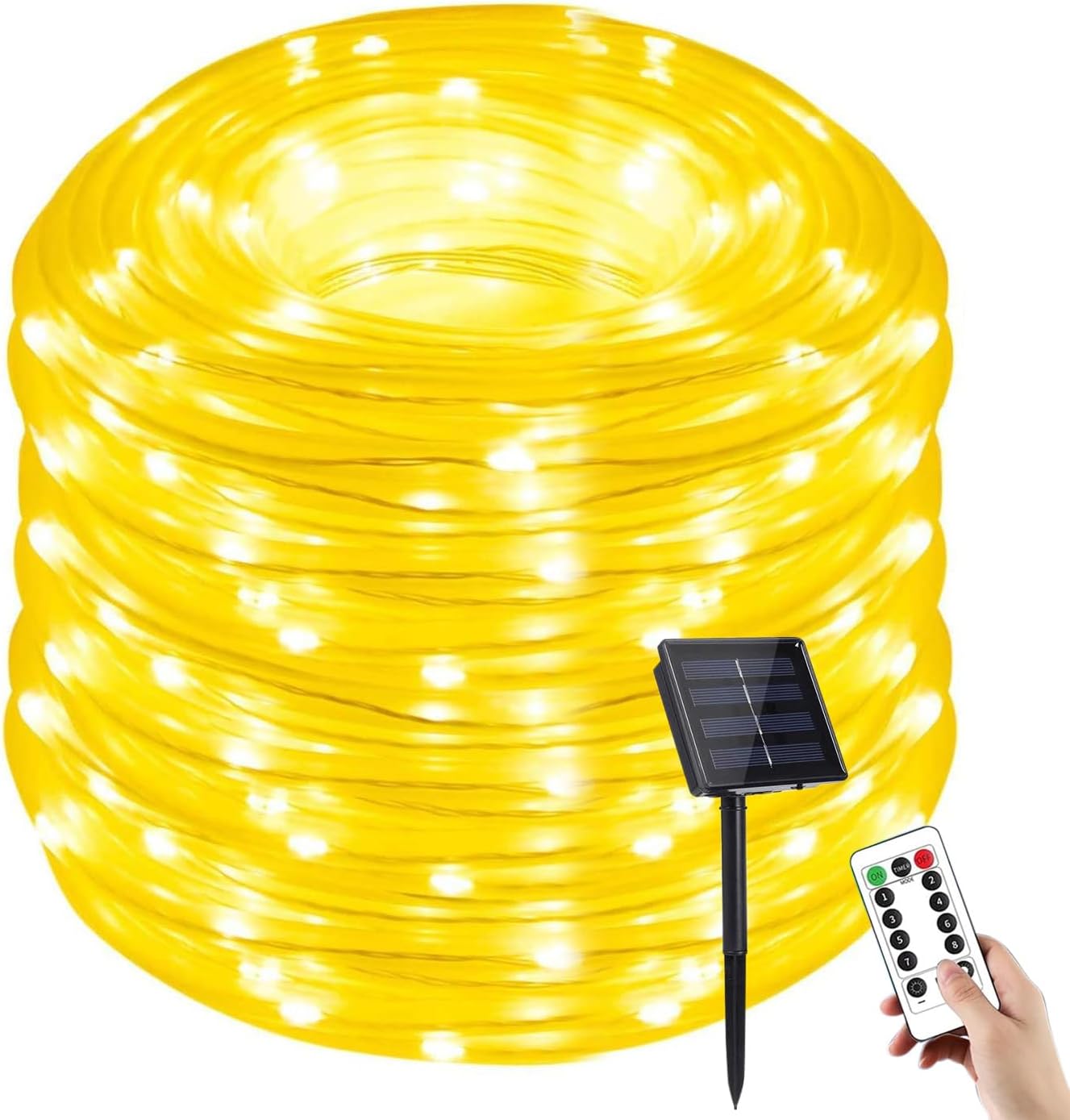 Solar Rope Lights, 1000 LEDs 334ft Waterproof Outdoor String Lights with 8 Modes, Fence, Path, Tree, Wedding & Party Decoration (Warm White)