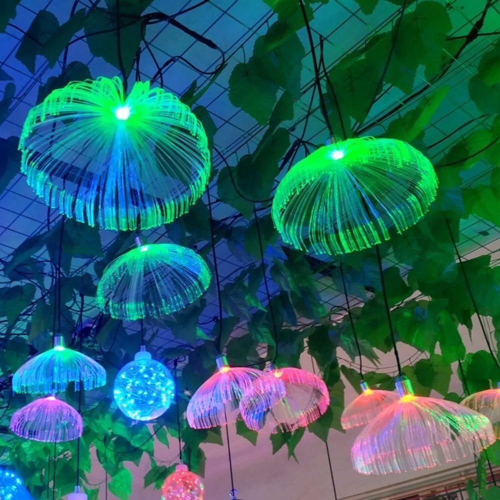 10pcs Fiber Optic Jellyfish Solar 16.5ft Remote Control Colour IP67 Waterproof Outdoor Fairy Hanging String Light Garden Trees Christmas Party Wedding Ceiling Decor
