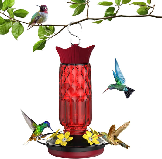 Hummingbird Feeders for Outdoors, Hanging Hummingbird Feeder with 5 Flower-Shaped Feeding Ports, 16 Oz Bird Feeder with Bee Proof & Built-in Ant Moat, Outdoor Garden Decor Gifts for Women Mom