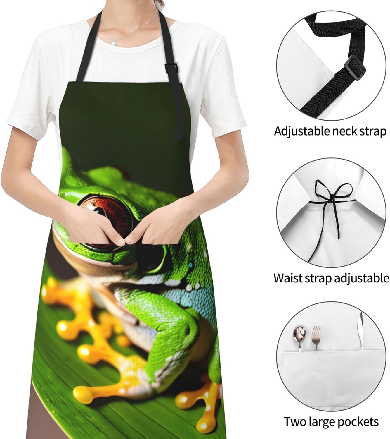 Tree Frog Baby print Waterproof chef's apron with pocket apron for kit