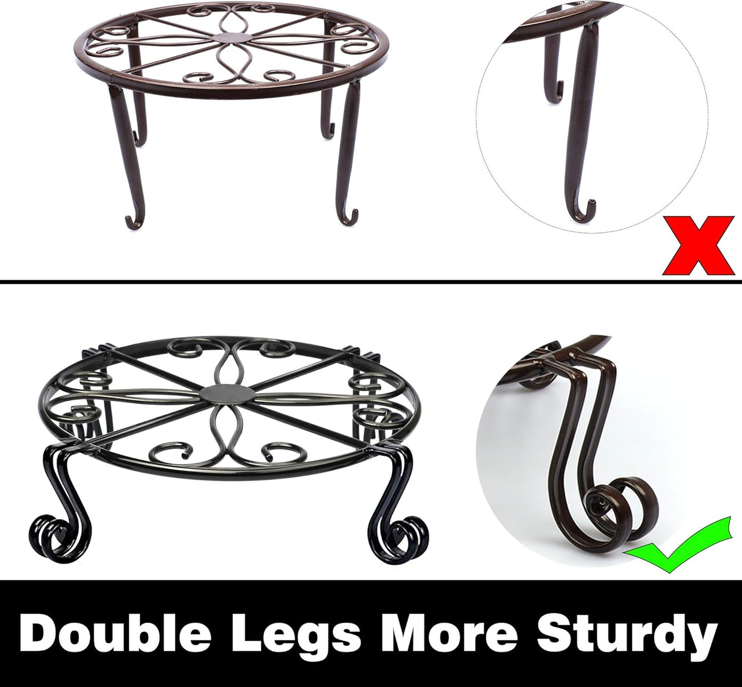 Black Plant Stand for Flower Pot Heavy Duty Potted Holder Indoor Outdo