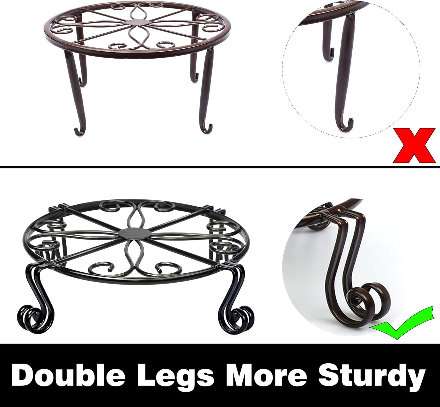 Black Plant Stand for Flower Pot Heavy Duty Potted Holder Indoor Outdo
