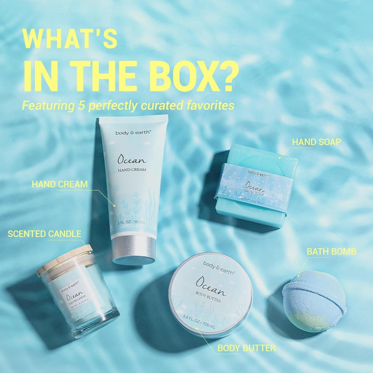 Gifts for Women, Bath and Body Womens Gift Sets with 5 Pcs Ocean Scent