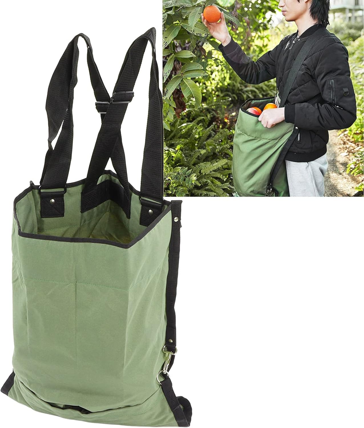 Double-Loop Harvesting Bag, Fruit Picking Apron for Garden, Orchard an